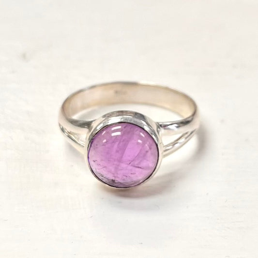 Round 10mm Amethyst Ring Set In Silver