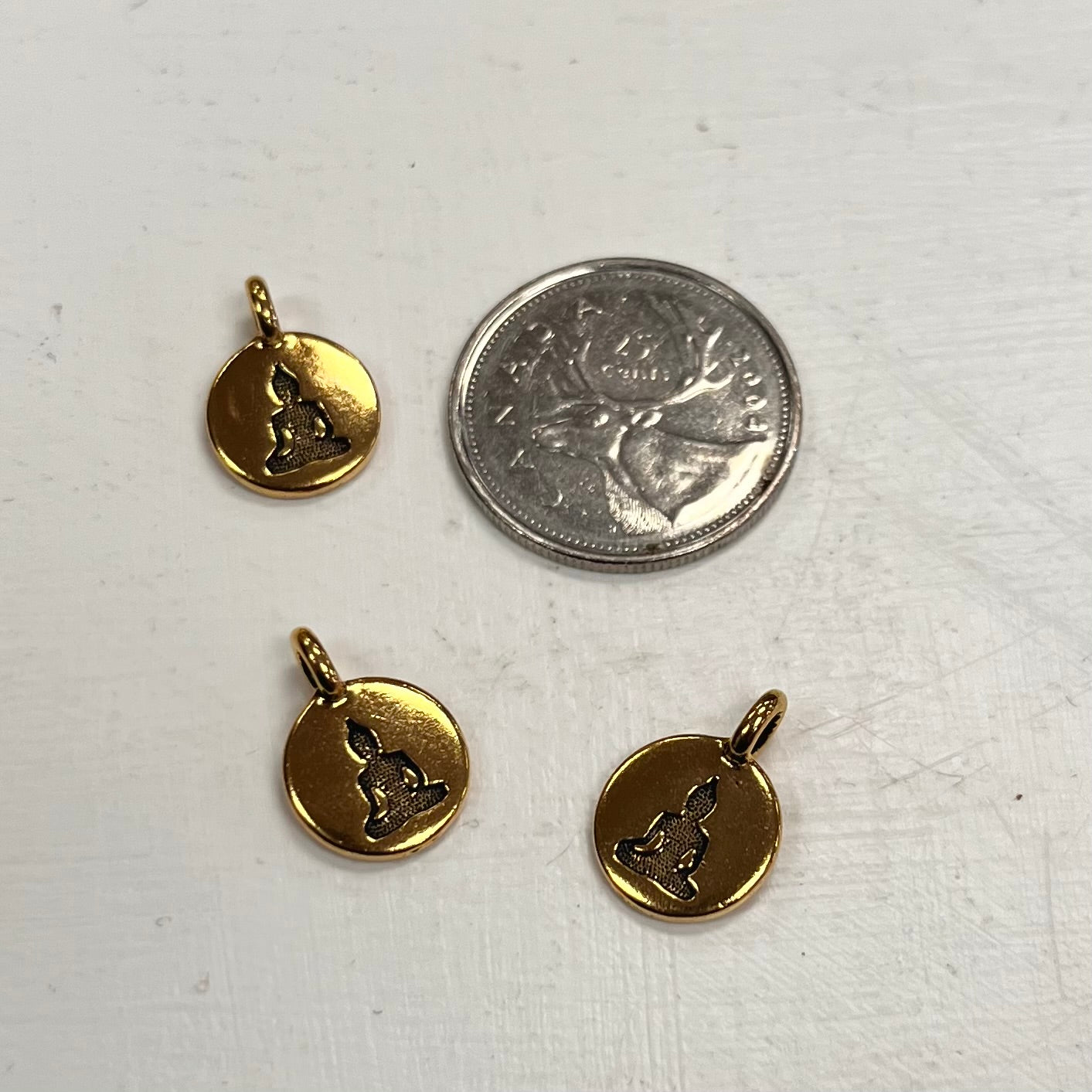 Antique Gold (plated) Round Charm 12x17mm
