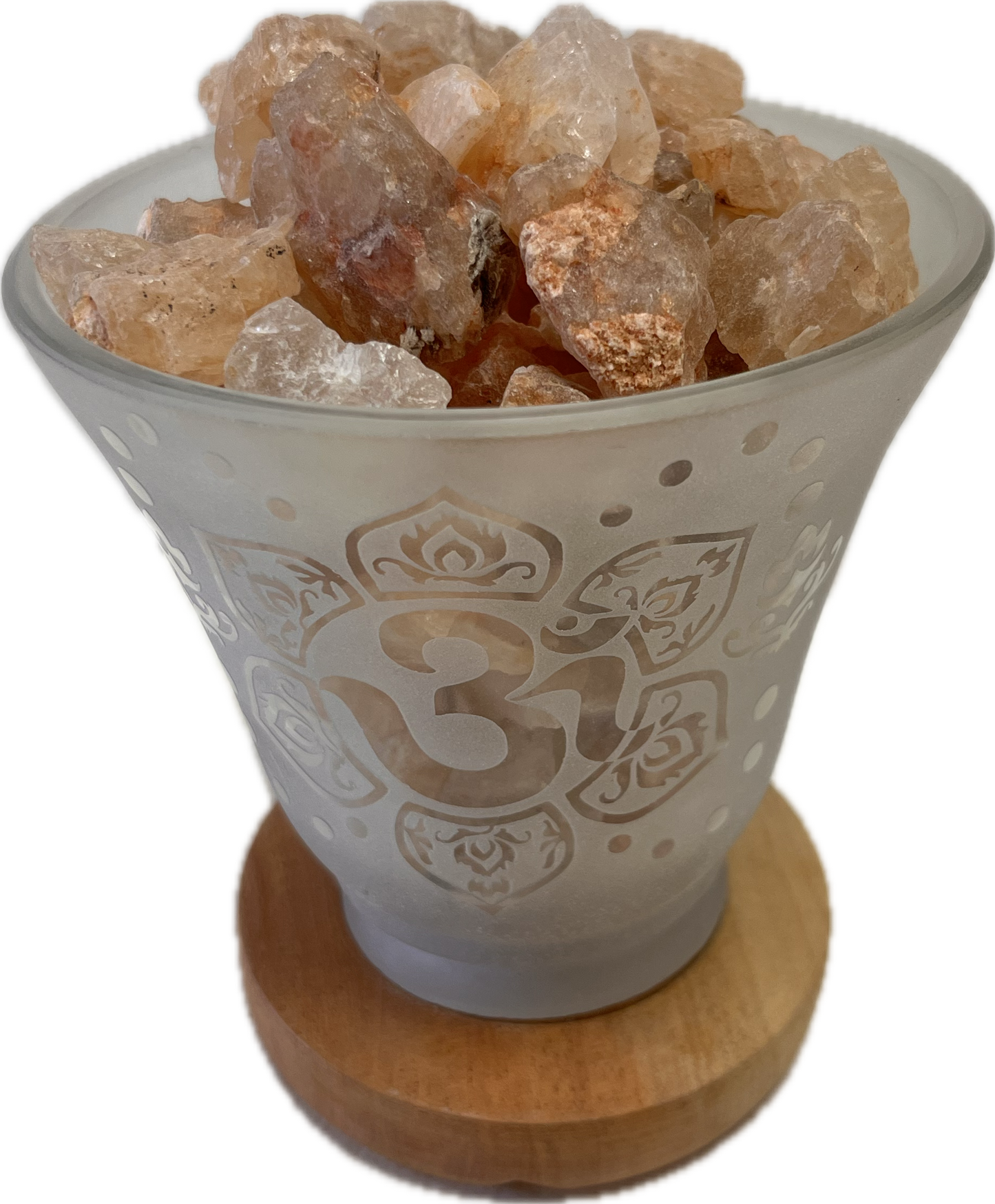 Frosted Glass Om Lap w/ Citrine Chunks