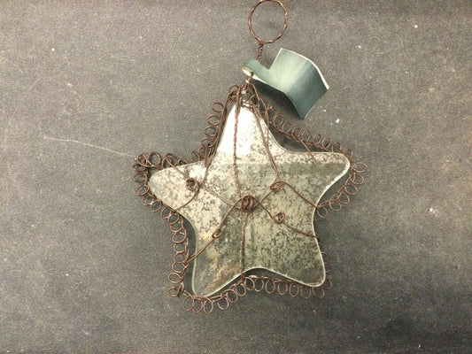 Iron swirly glass star ornament