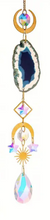 Load image into Gallery viewer, Gold Crystal Sun Catcher w/ Coloured Agate Slice and Symbol

