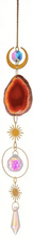 Load image into Gallery viewer, Gold Crystal Sun Catcher w/ Coloured Agate Slice and Symbol
