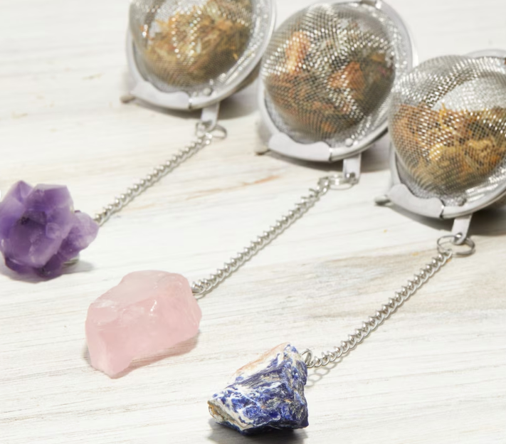 Tea Ball Diffuser with Crystal Tag (assorted stones)