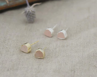 Rose Quartz Fleck Studs