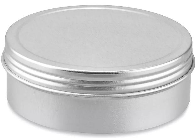 Screw-Top Metal Tins - 4 oz, Shallow, Silver