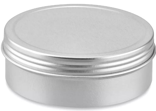 Screw-Top Metal Tins - 4 oz, Shallow, Silver