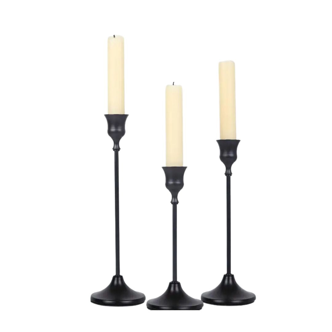 Candlestick Holder, Black, Sm 16.8cm high