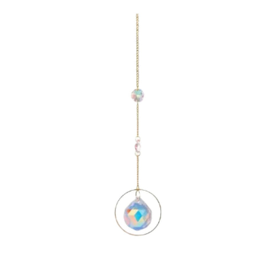 Suncatcher, Gold, Three Crystals, Largest Inside Circle