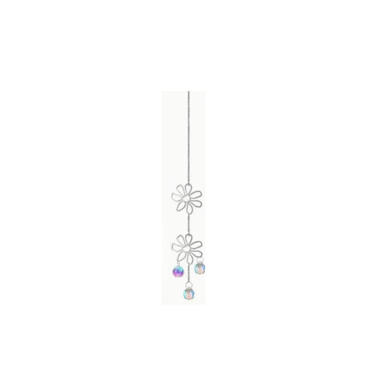 Suncatcher, Silvery, Large Daisies, Three Prisms