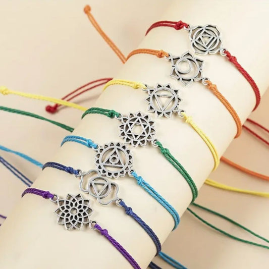 Chakra Bracelet, Zinc Symbol, Coloured Cord