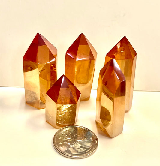 Champagne Aura Quartz Points (Orange Hue)