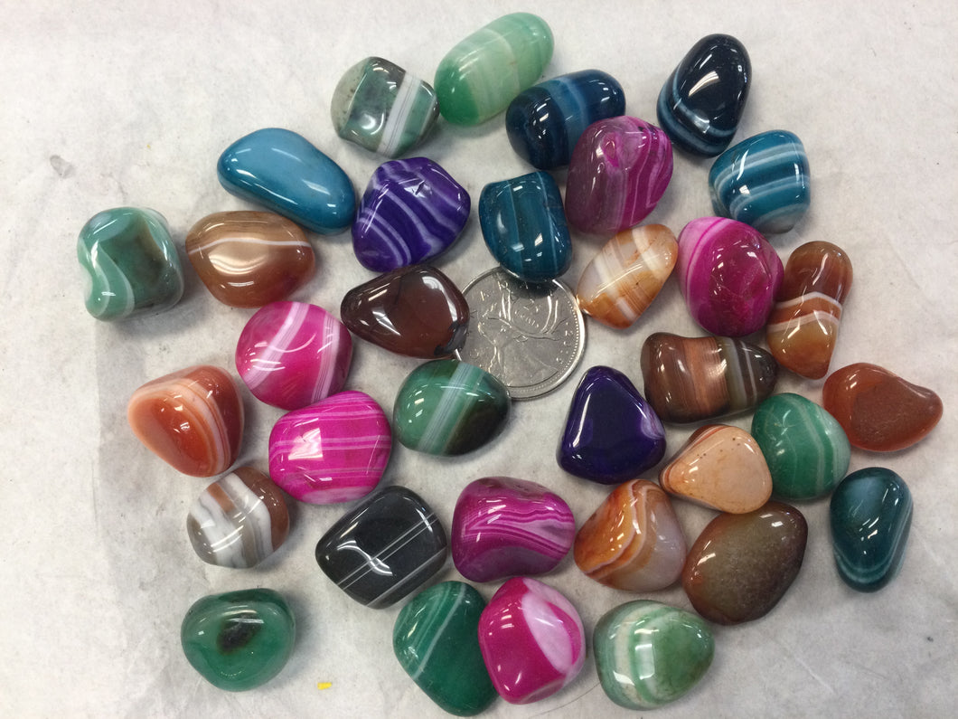 Tumbled Banded Dyed Agate (Assorted )