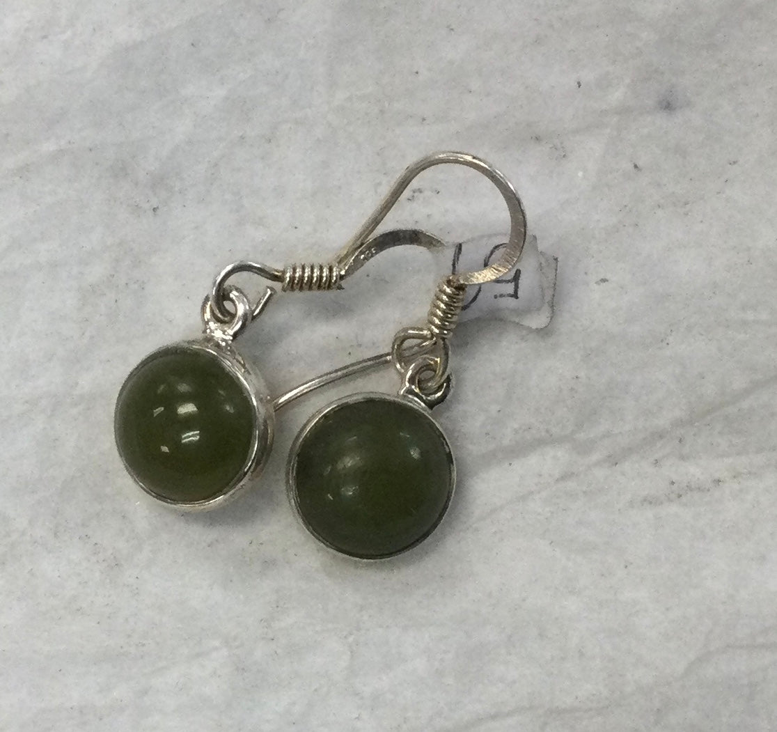 Moss Opal Round Hook Earrings