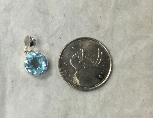 Blue Topaz Round Pendant