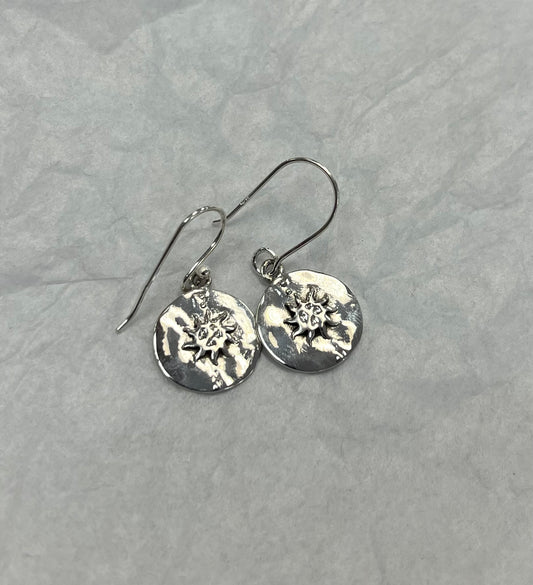 Silver Sun Dangle Earrings Sun