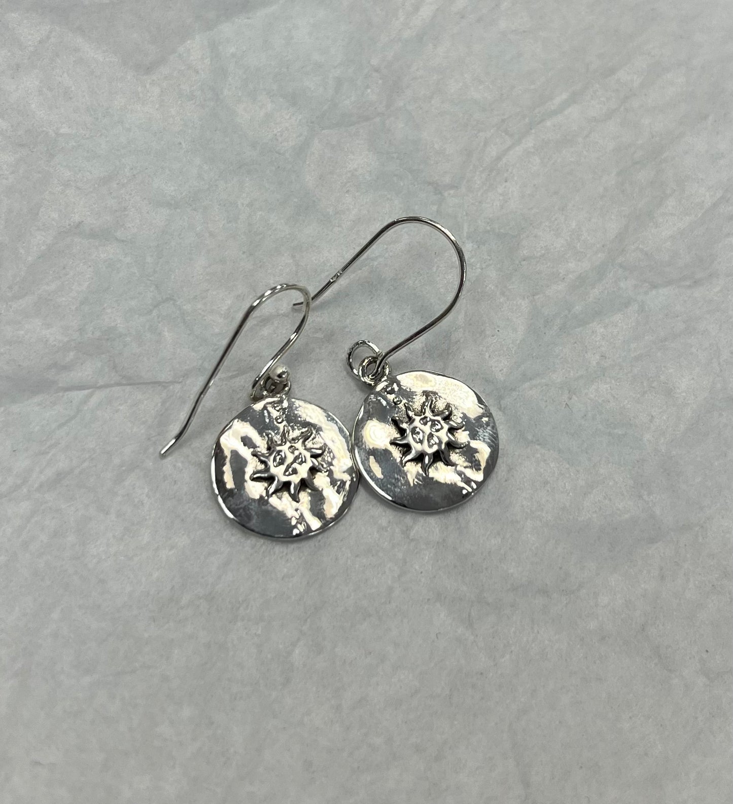 Silver Sun Dangle Earrings Sun