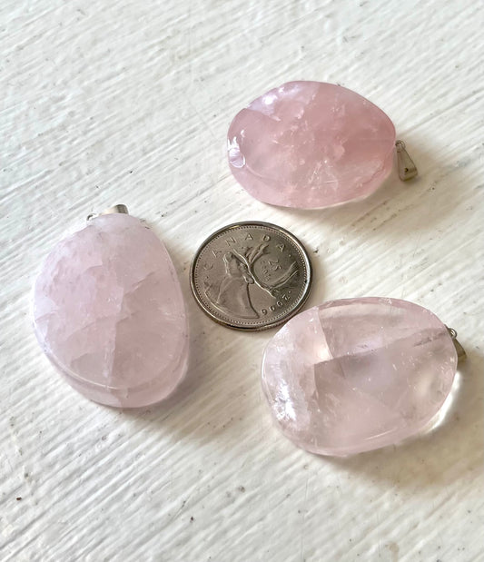 Polished Rose Quartz Freeform Pendant