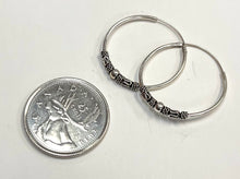 Load image into Gallery viewer, Silver Hoop Earrings with Bohemian Knot Detailing
