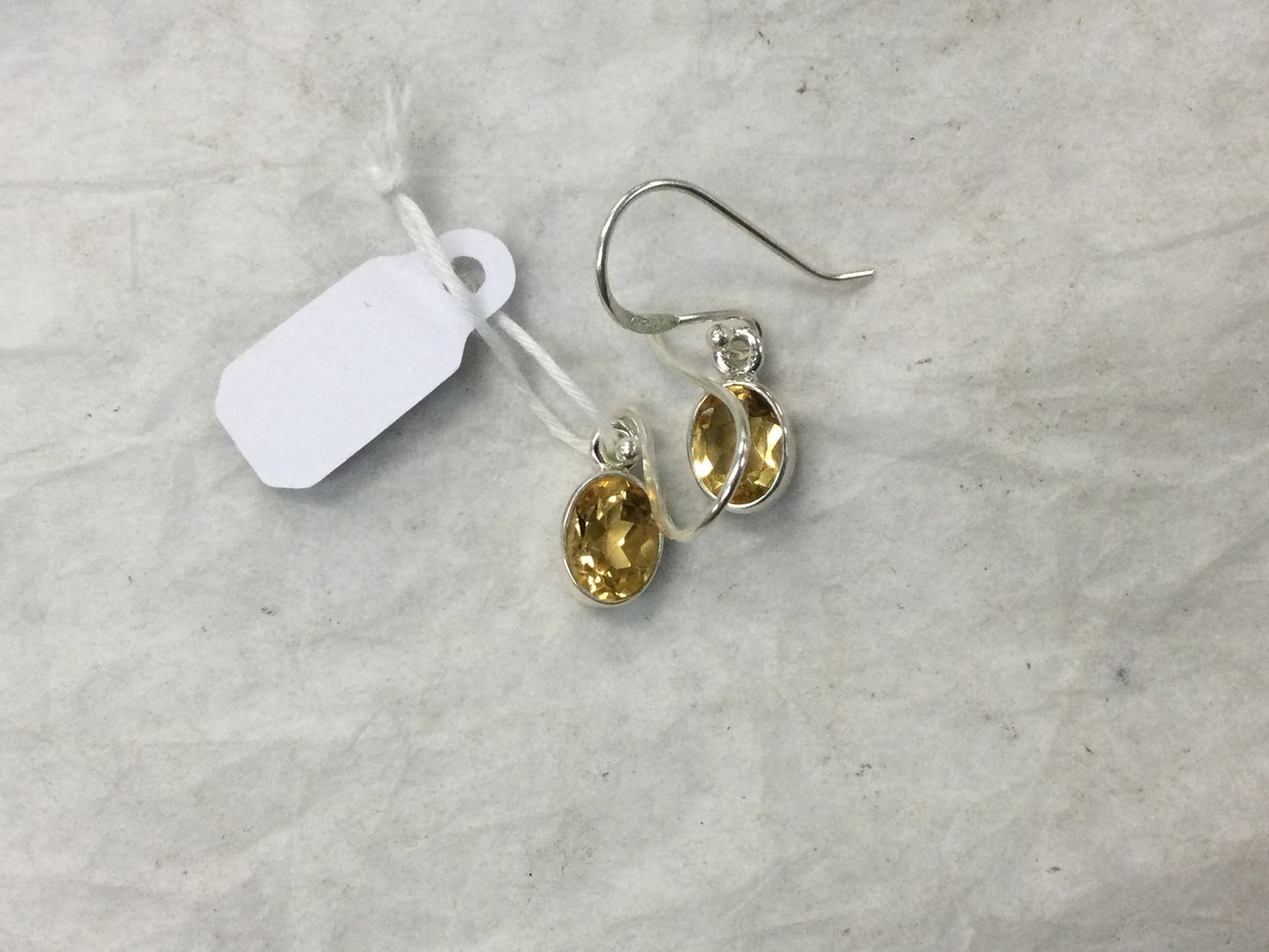 Silver Oval Gemstone Hook Earrings