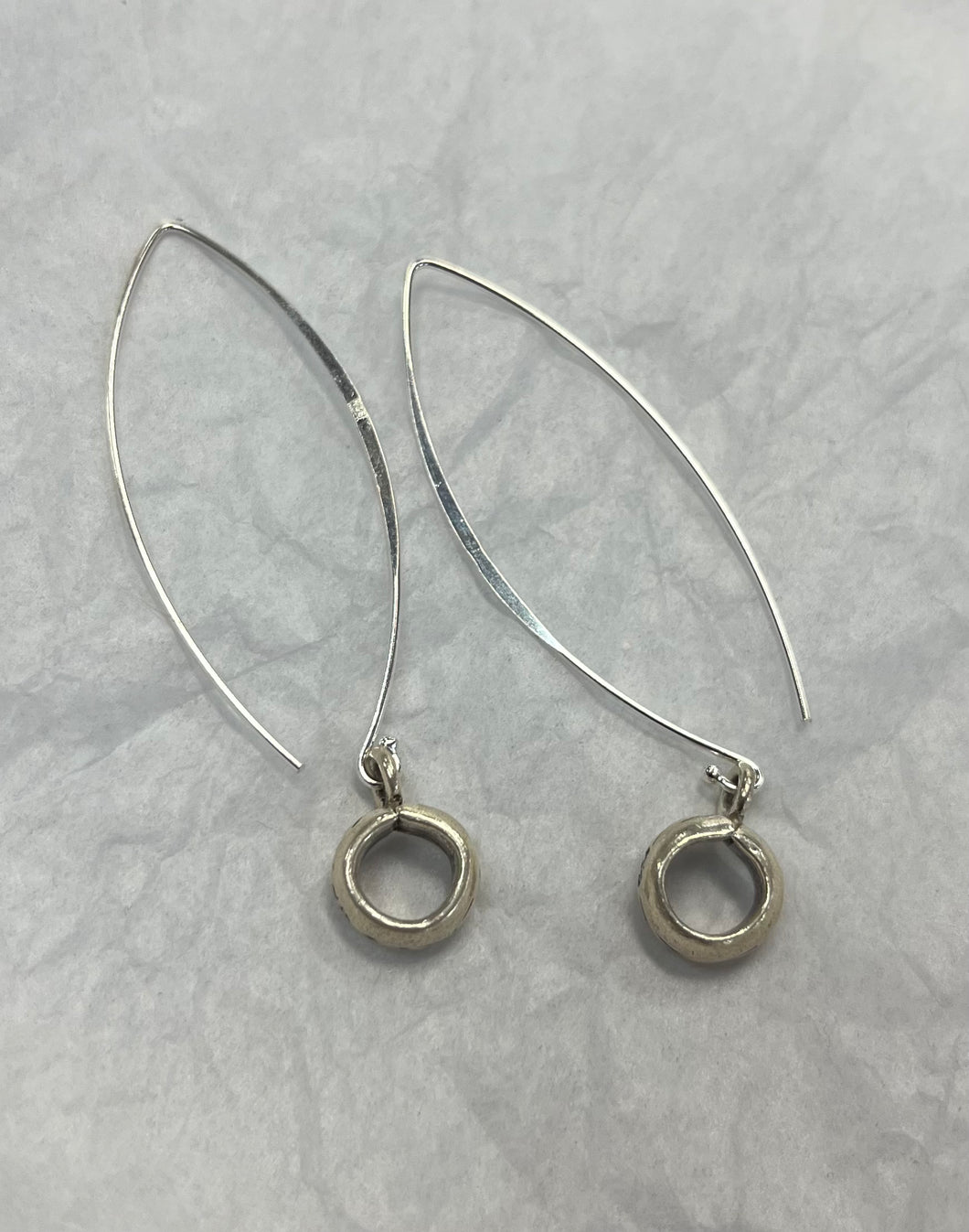 Handcrafted Dangle Silver Earring with Silver Bead