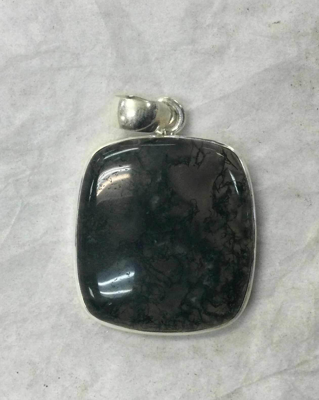 Rectangular Moss Agate Pendant