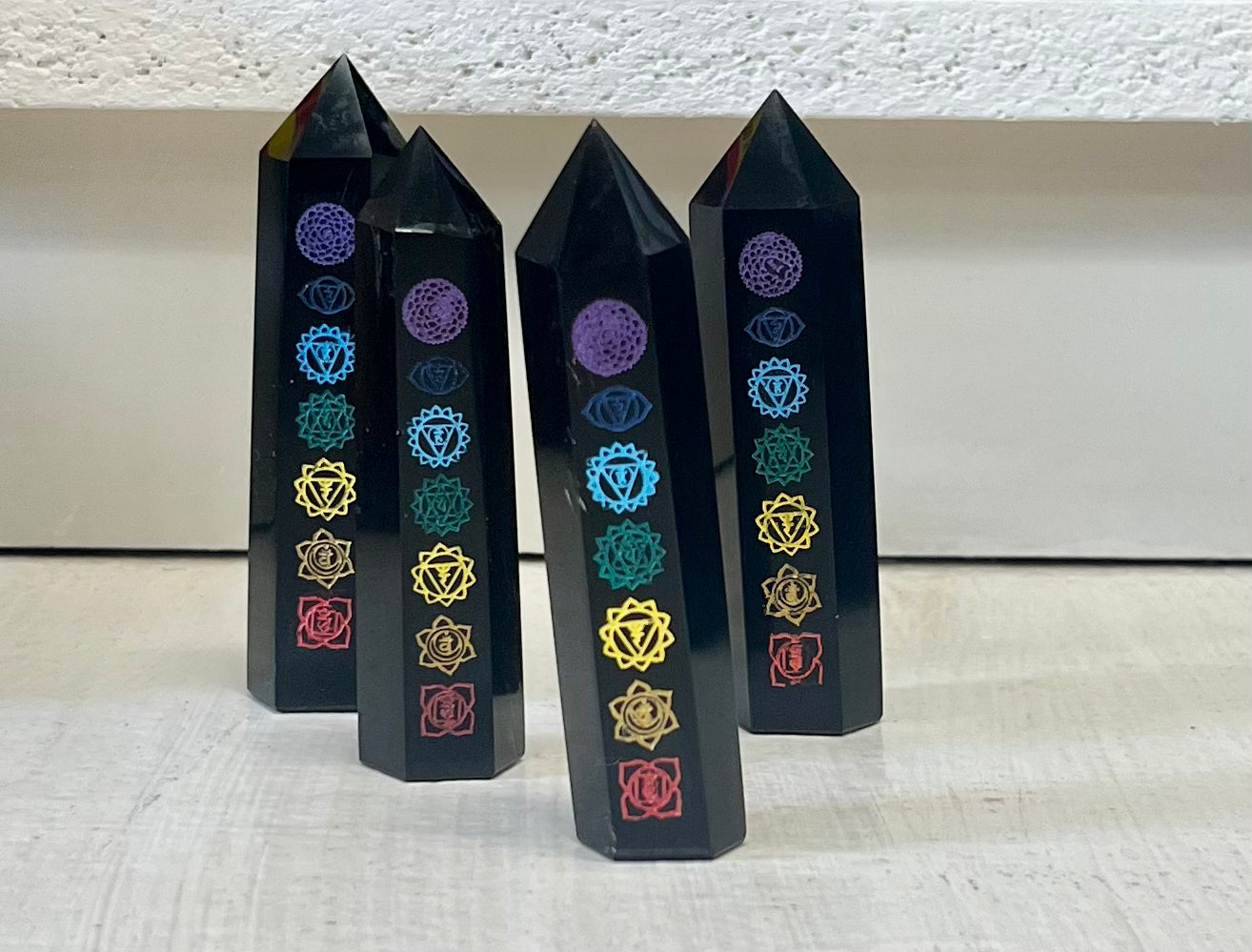 Chakra Carved Obsidian Points