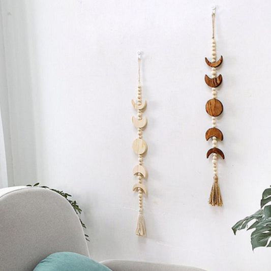 Hanging Wooden Bead & Moon String