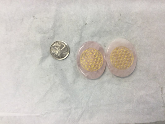 Flower of Life Rose Quartz Coin