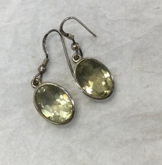 Lemon Quartz Oval Hook Earrings