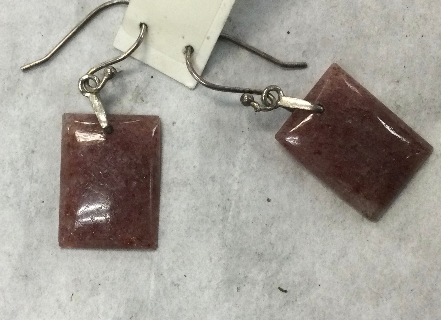 Red Aventurine Rectangular Hook Earrings