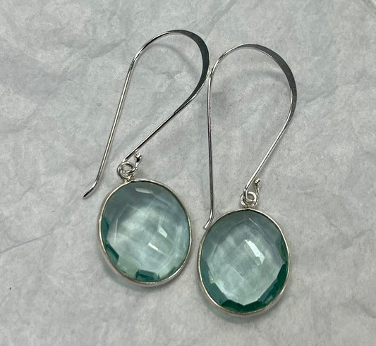 Handcrafted Dangle Silver Earring with Faceted Aquamarine