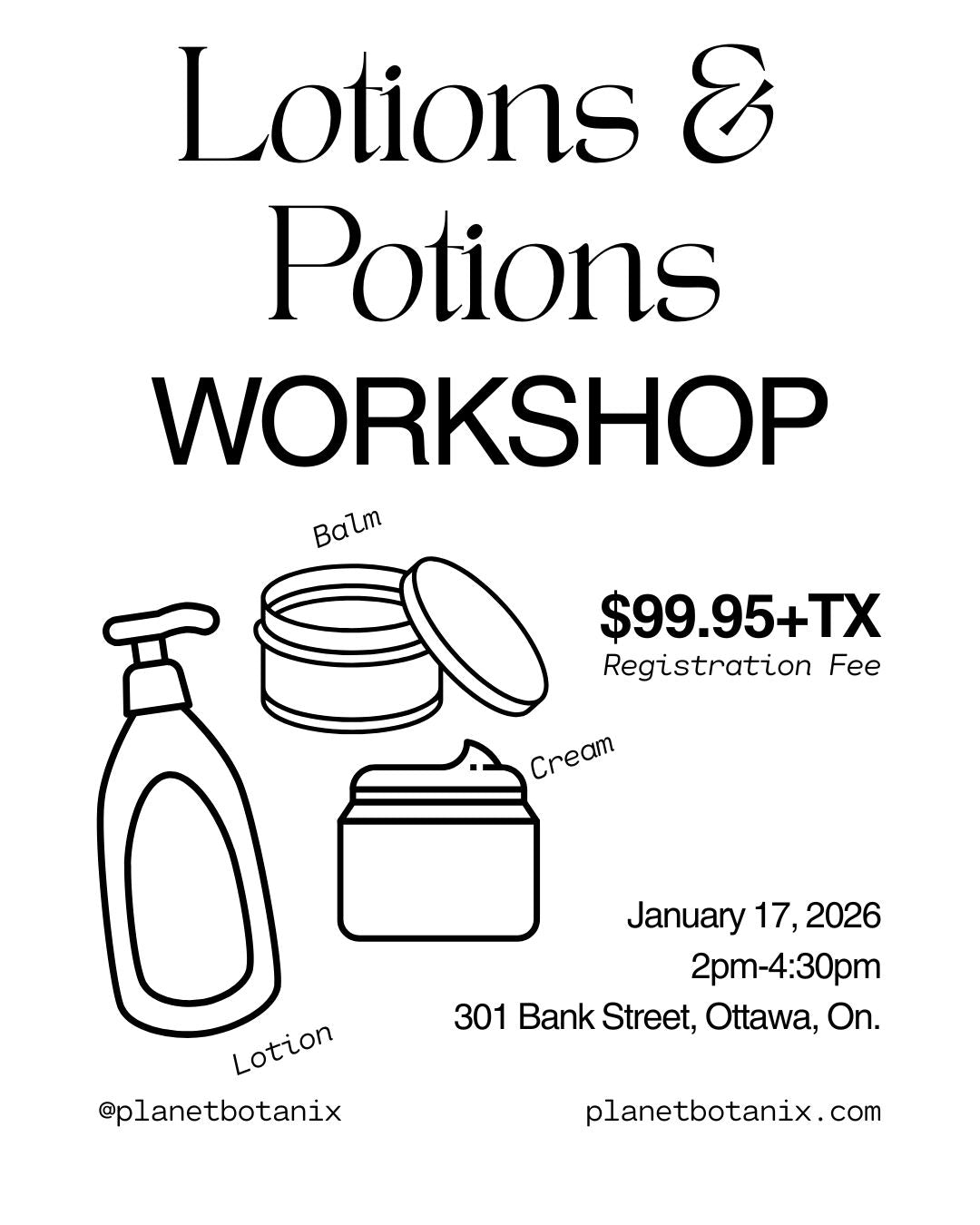 Lotions & Potions | Jan. 17 | 2pm-4:30pm