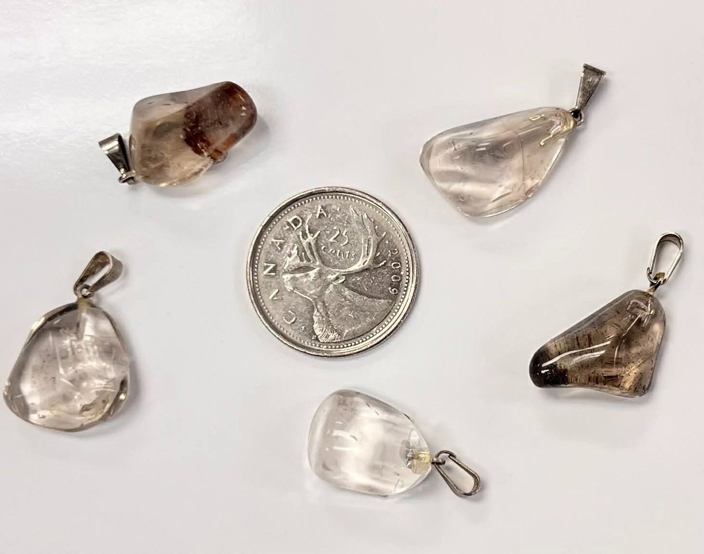 Clear Quartz / Amphibole Quartz  Semi-Polished Pendant