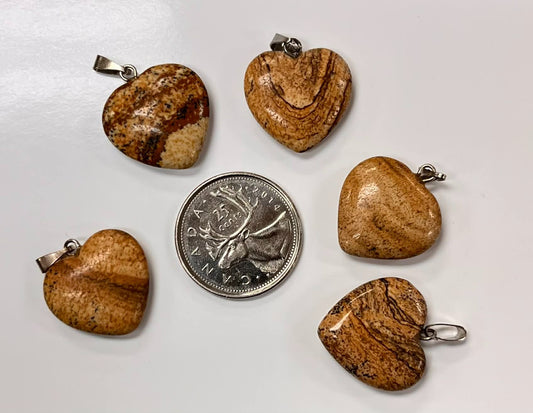 2cm Picture Jasper Heart Pendant