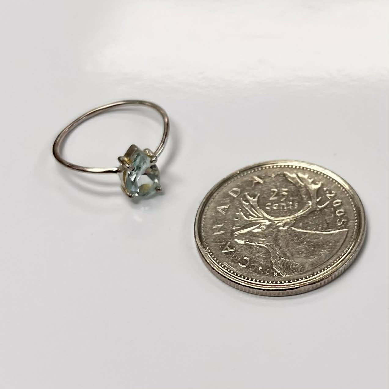 Faceted Teardrop Blue Topaz Ring In Silver Size 6