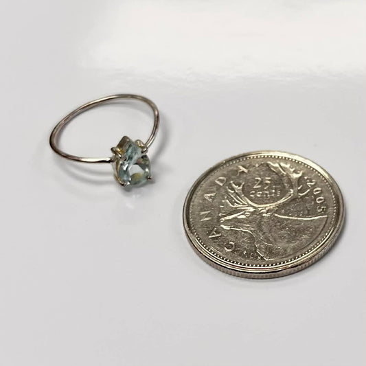 Faceted Teardrop Blue Topaz Ring In Silver Size 6