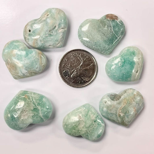 Blue Aragonite Heart 1"