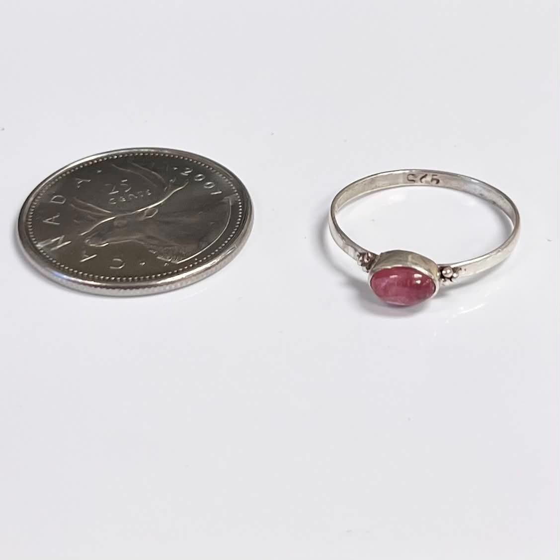 Polished Oval Silver Tourmaline Rings