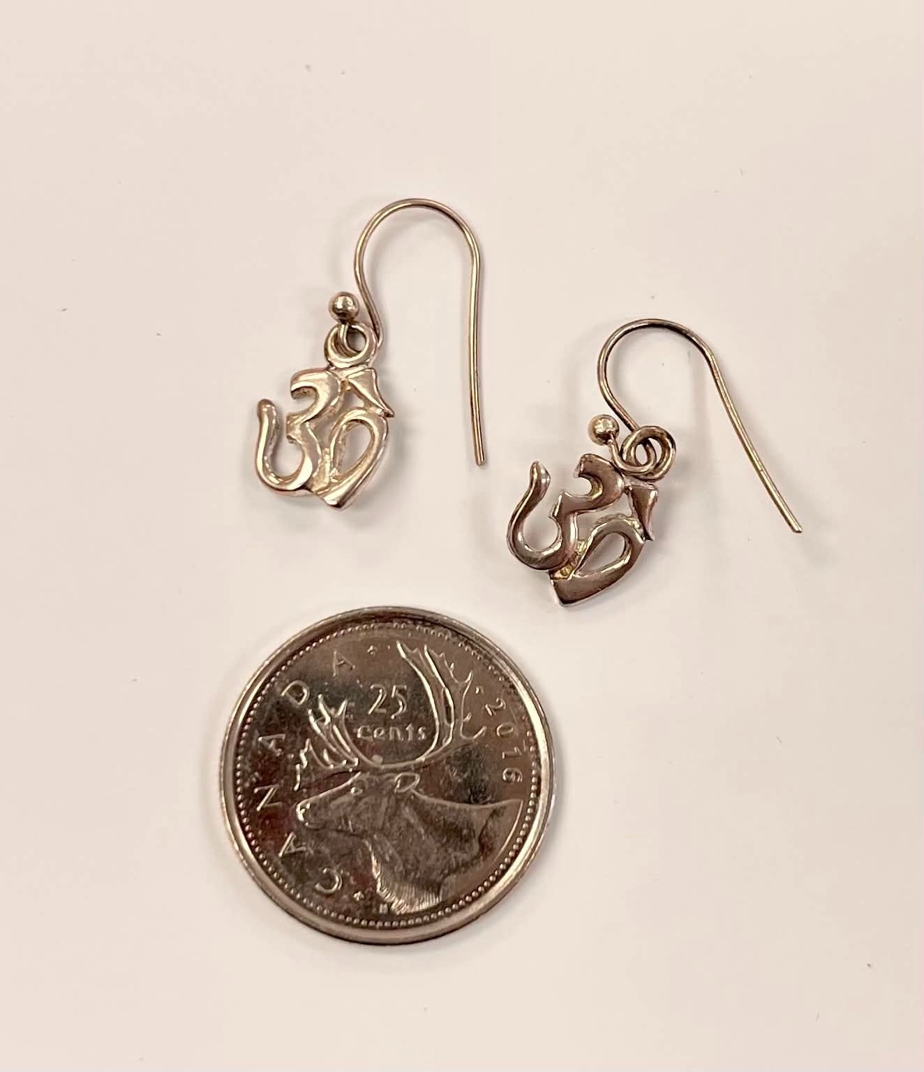 Silver Dangle Om Earrings