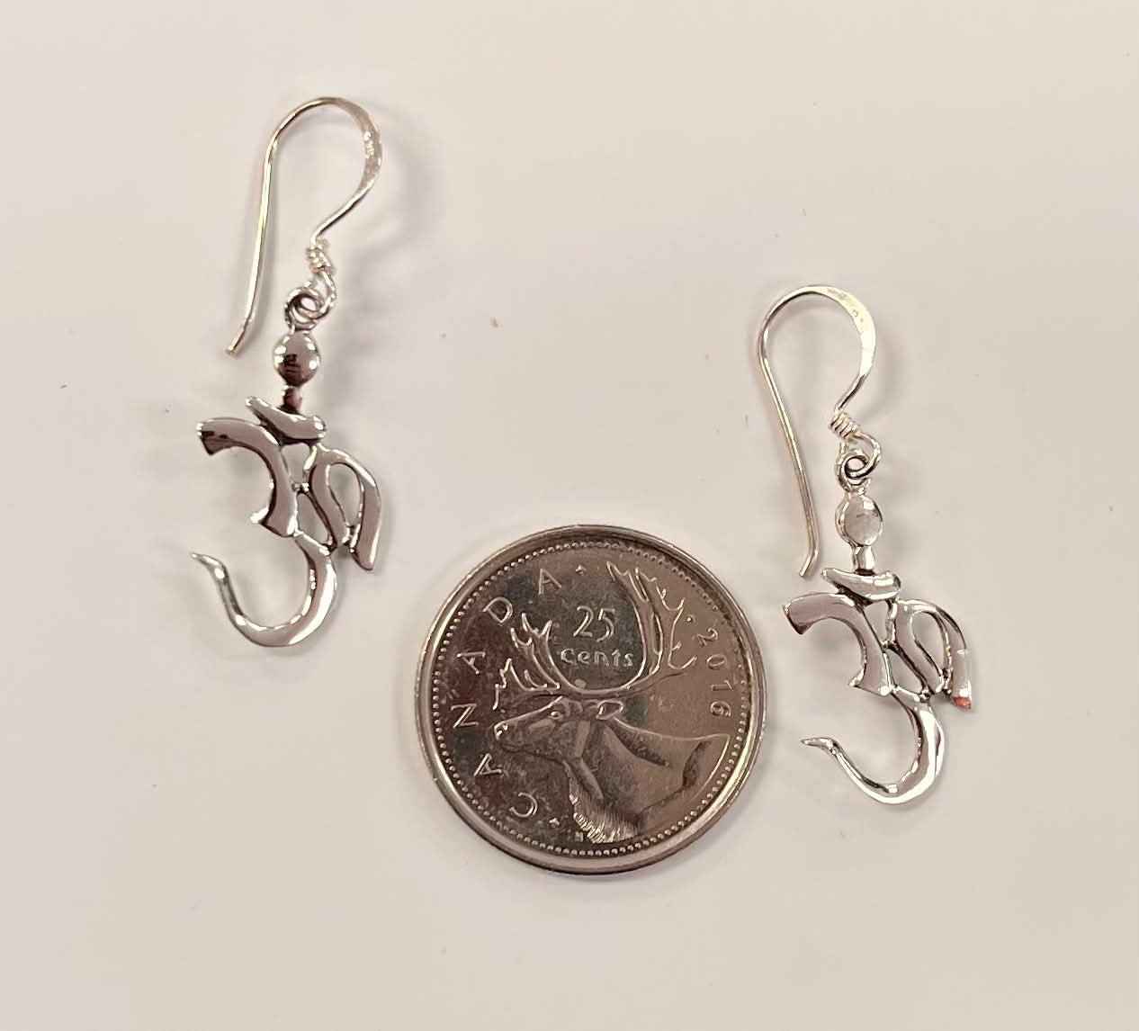 Silver Dangle Om Earrings