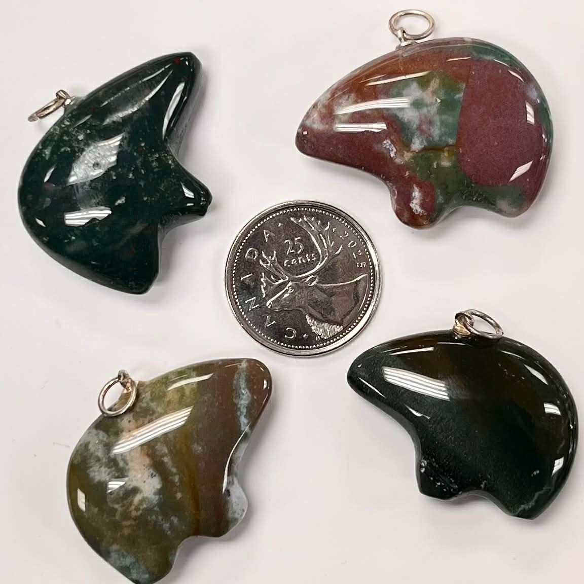 Assorted Jasper Zuni Bear Pendants