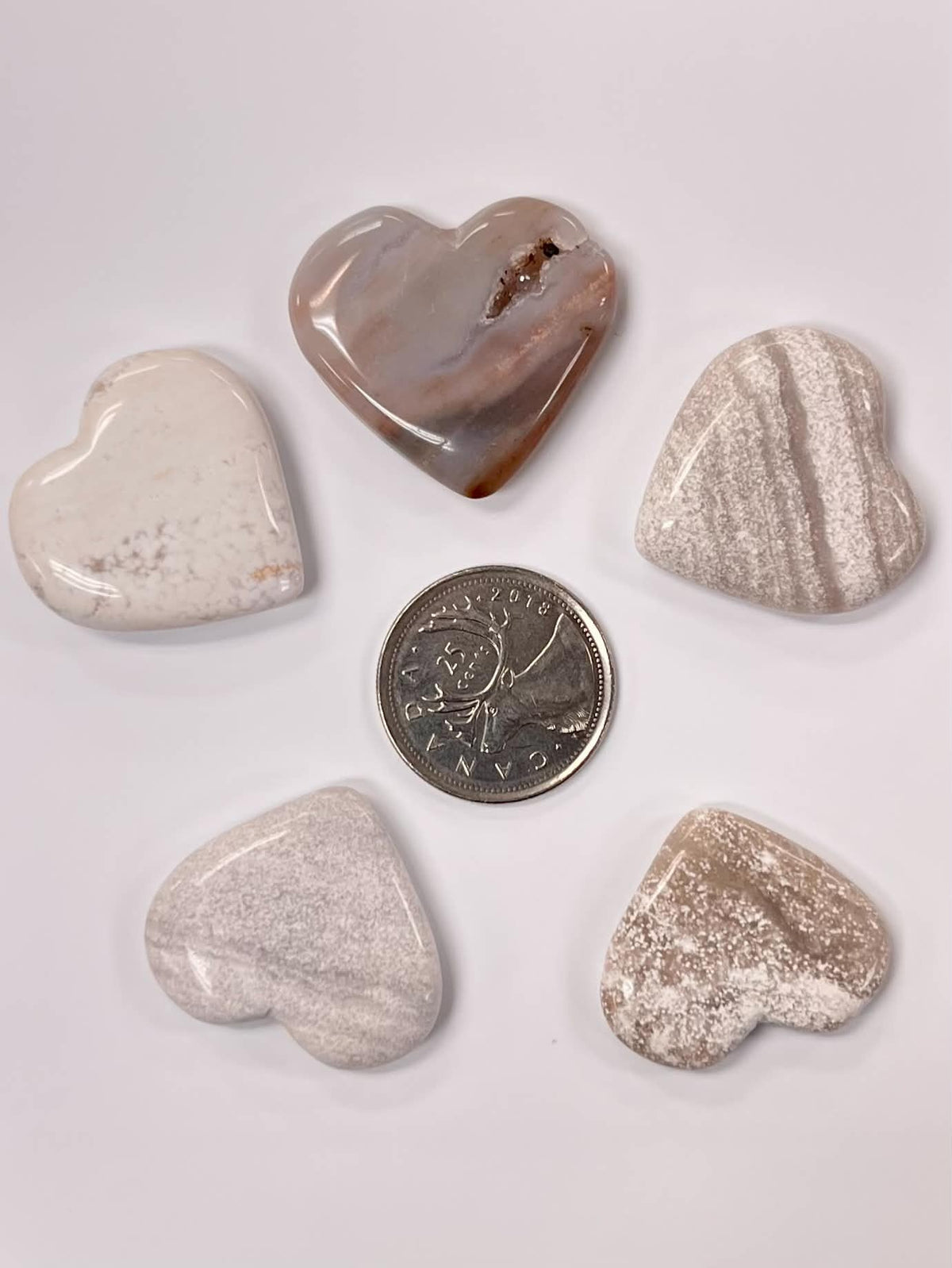 White Agate Hearts