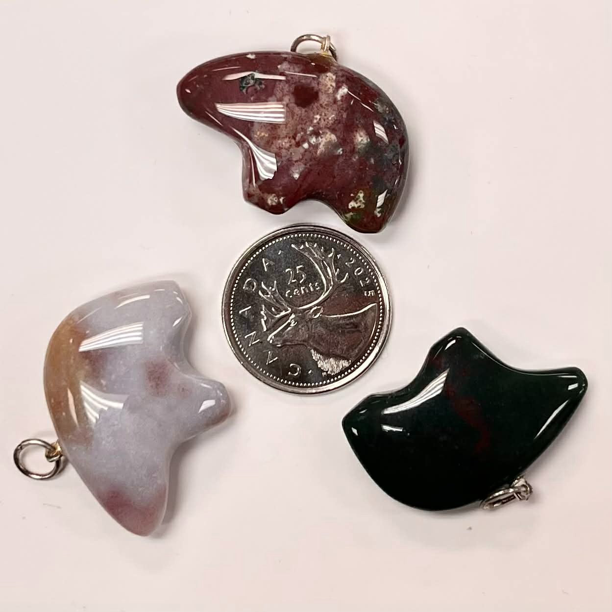 Assorted Jasper Zuni Bear Pendants