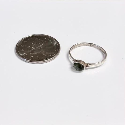 Polished Oval Silver Tourmaline Rings