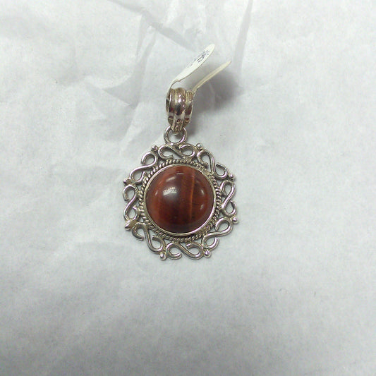 Red Tiger Eye Round Pendant Ornamental Border