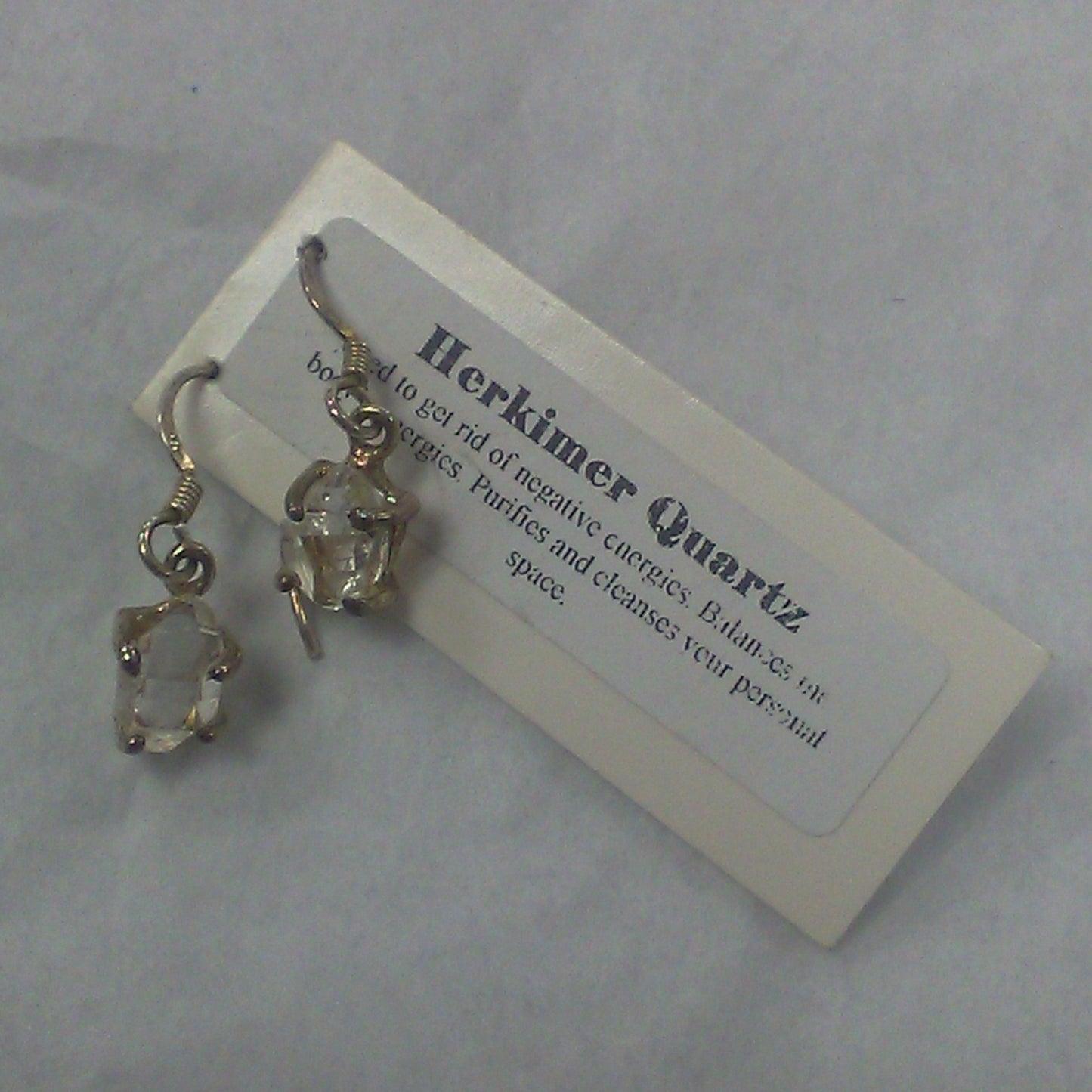 Small hanging faceted Herkimer Diamond Earrings