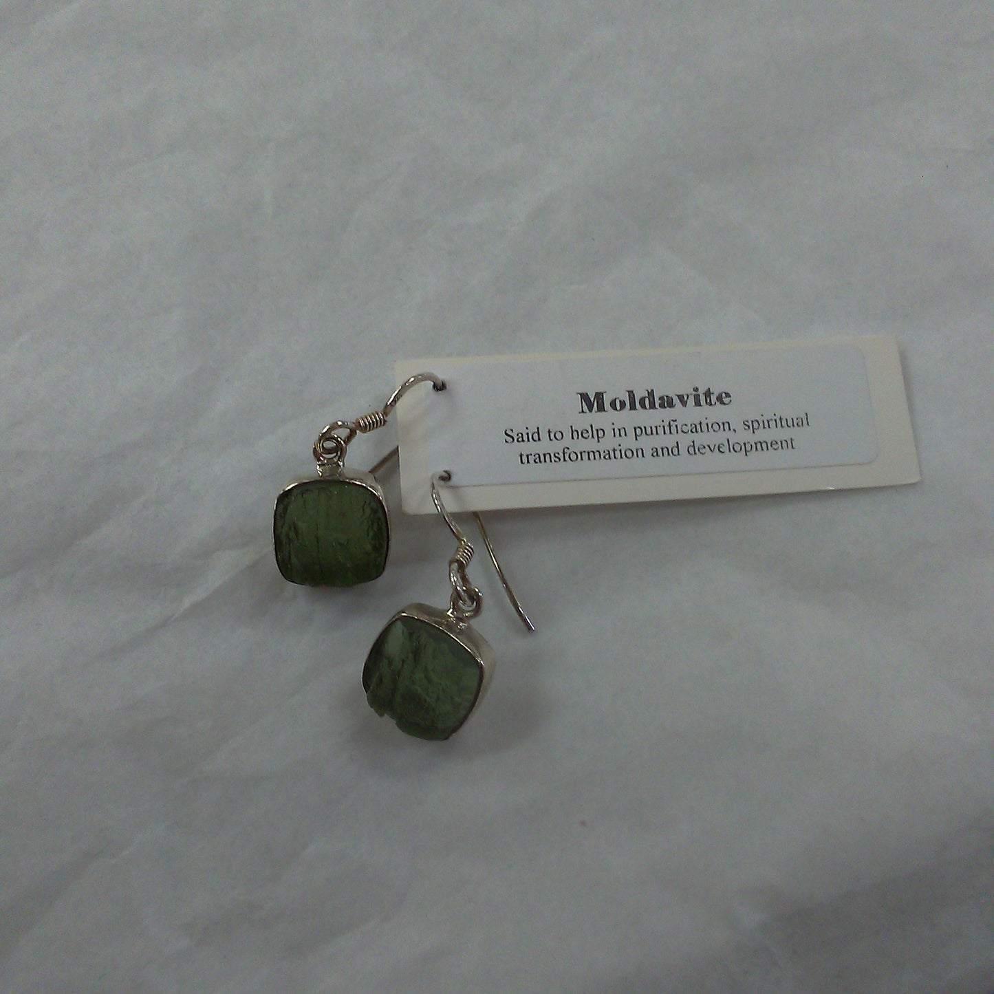 Moldavite Square Earrings