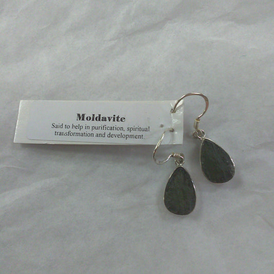 Moldavite Tear drop Earring