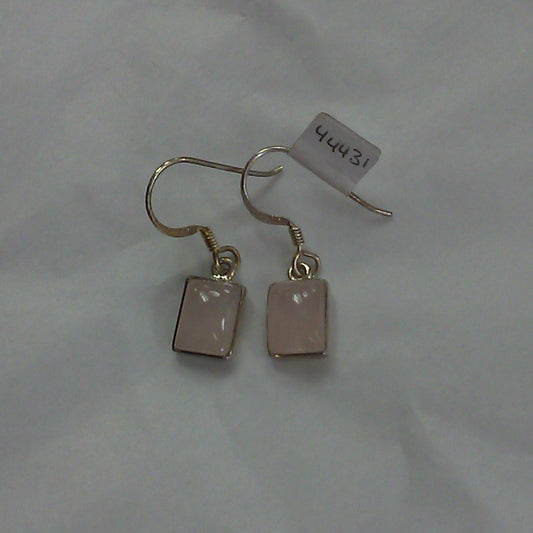 Square Rose Quartz Dangling Earrings
