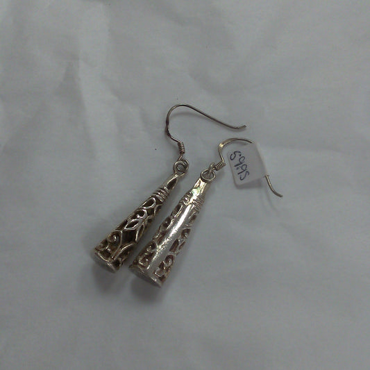 Silver Heavy Bugle Shape Earrings